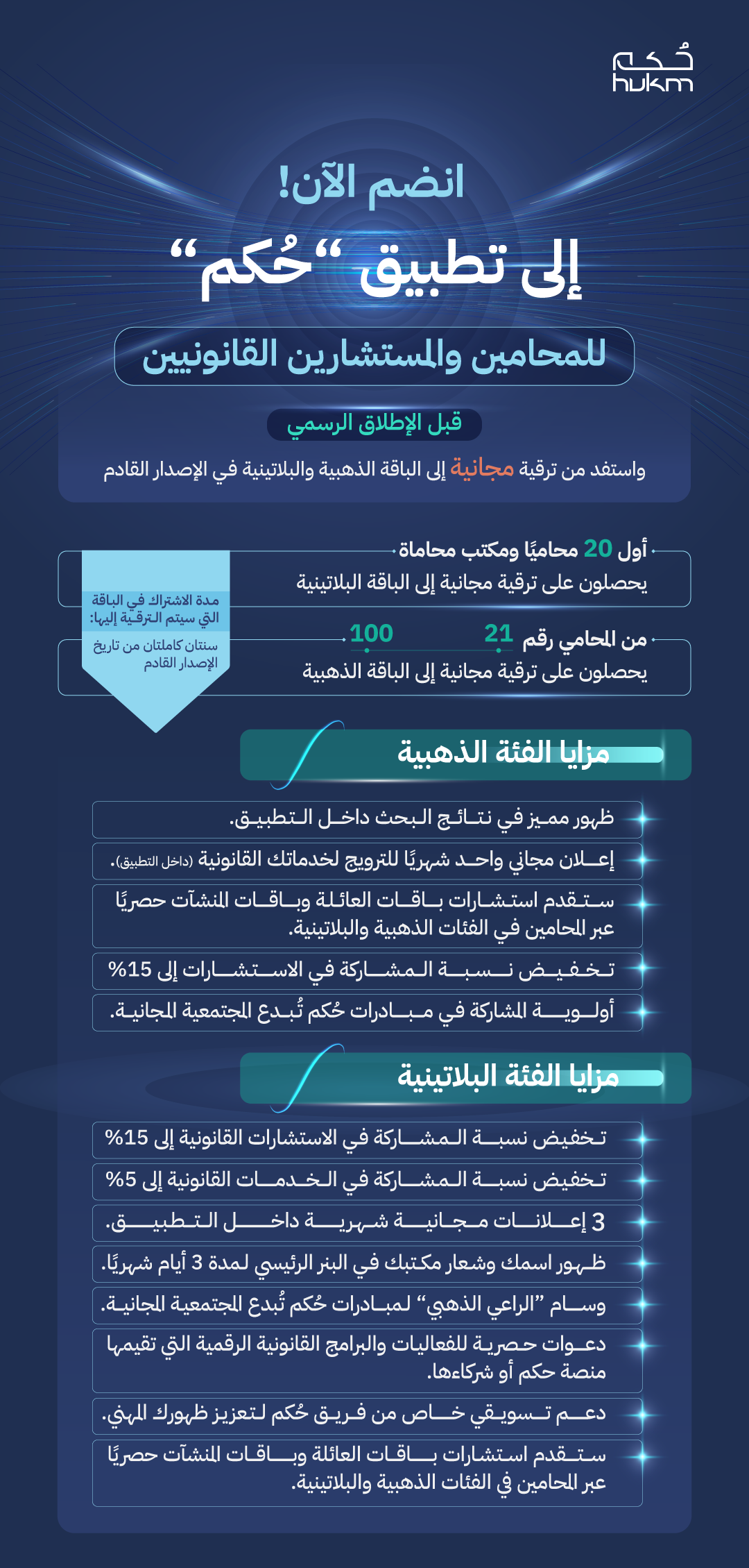 قدم خدماتك القانونية عبر تطبيق حُكم
