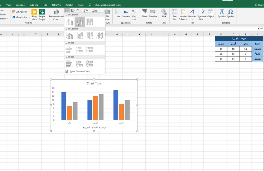 ما هي خطوات إضافة الرسوم البيانية في برنامج Excel؟ - السؤال #20