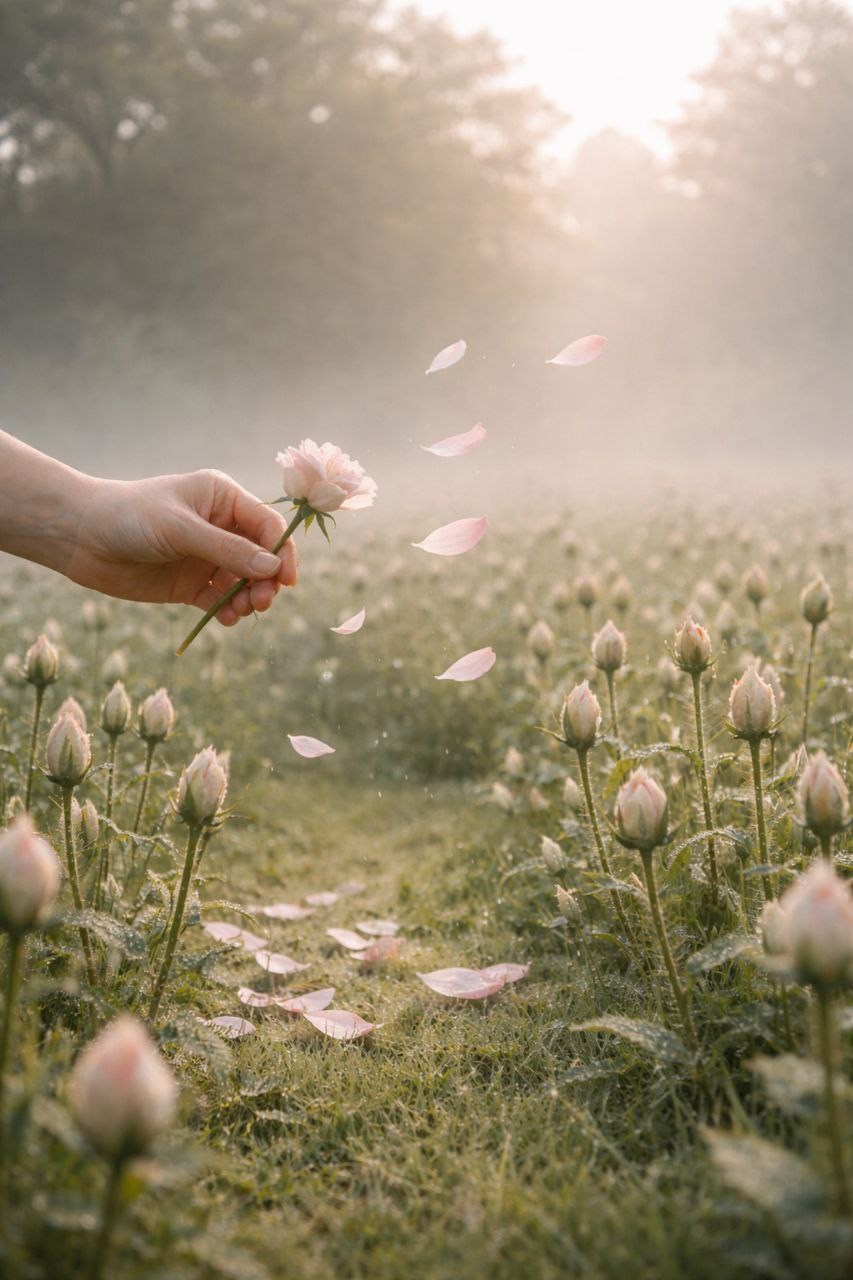 <b>نقطِف أزهار أفكارنا ونجاحاتنا خوفًا من ألا يراها أحدْ!<br>فنختصر عمرها.. <br>لأننا لم نمنح الأزهار وقتها&nbsp;</b>